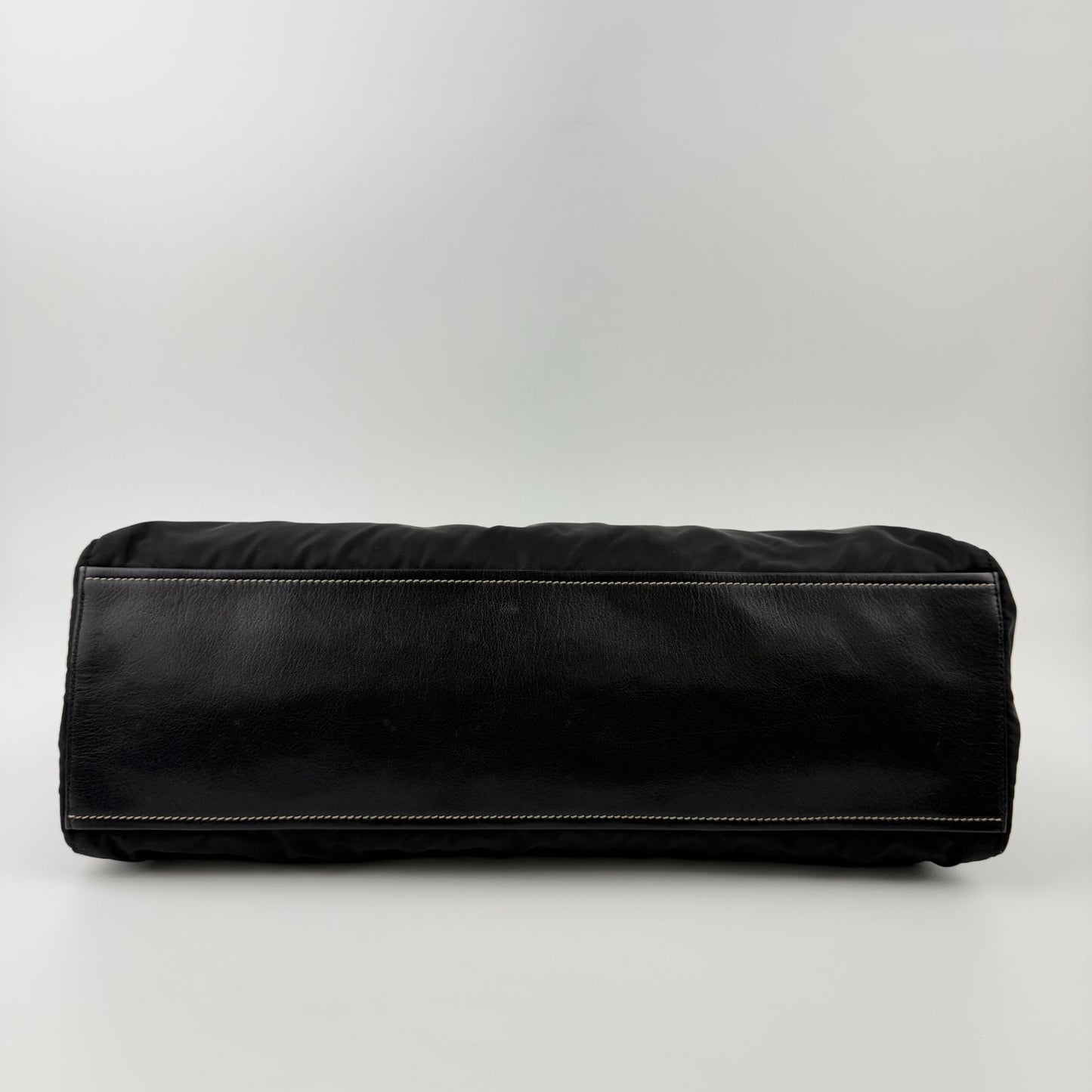 Prada Logo Shoulder Bag Tote Nylon Leather Black Silver Vintage — view 7