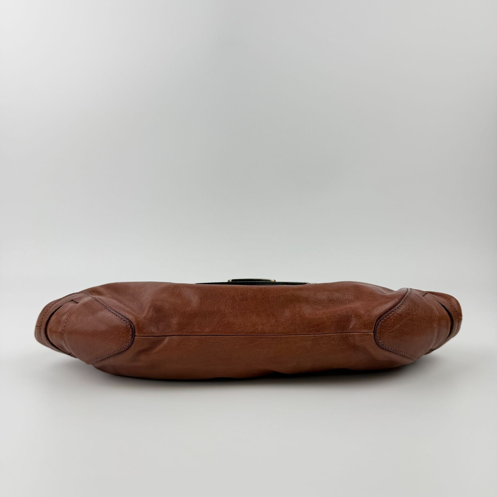 Prada Chain Shoulder Bag Leather Brown Gunmetallic Vintage — view 7