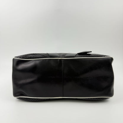 Prada Shoulder Bag Perforated Leather Black Silver Vintage — view 7
