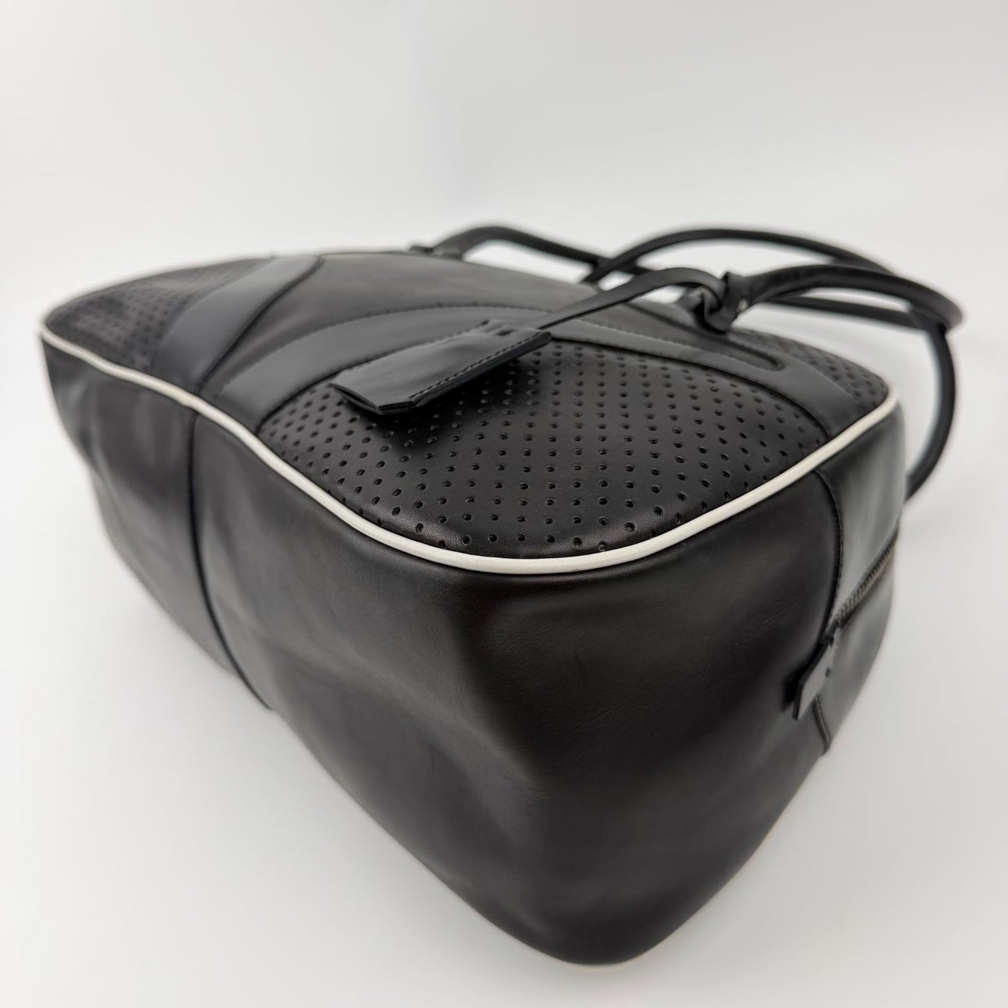 Prada Shoulder Bag Perforated Leather Black Silver Vintage — view 9