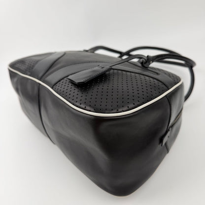 Prada Shoulder Bag Perforated Leather Black Silver Vintage — view 9