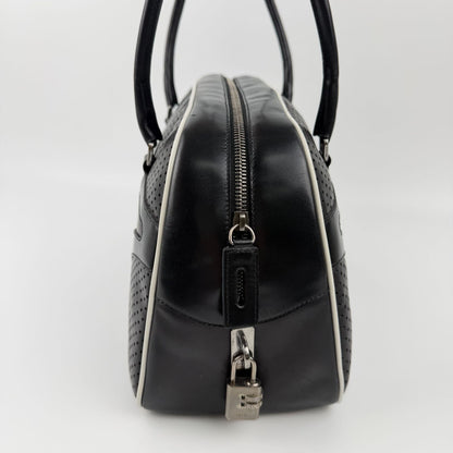 Prada Shoulder Bag Perforated Leather Black Silver Vintage — view 6