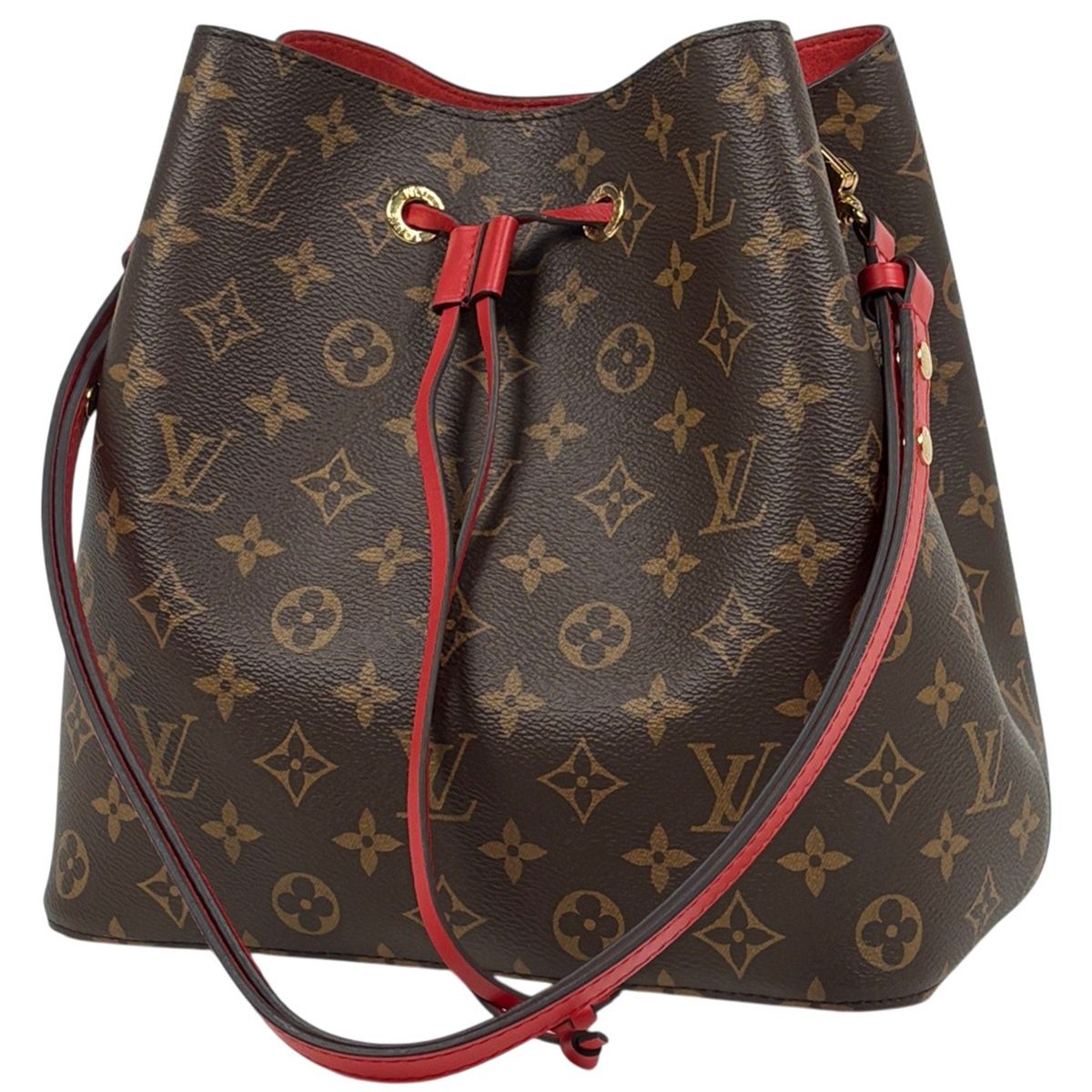 Louis Vuitton Neo Noe Drawstring Shoulder Crossbody Bag Monogram Coquelicot