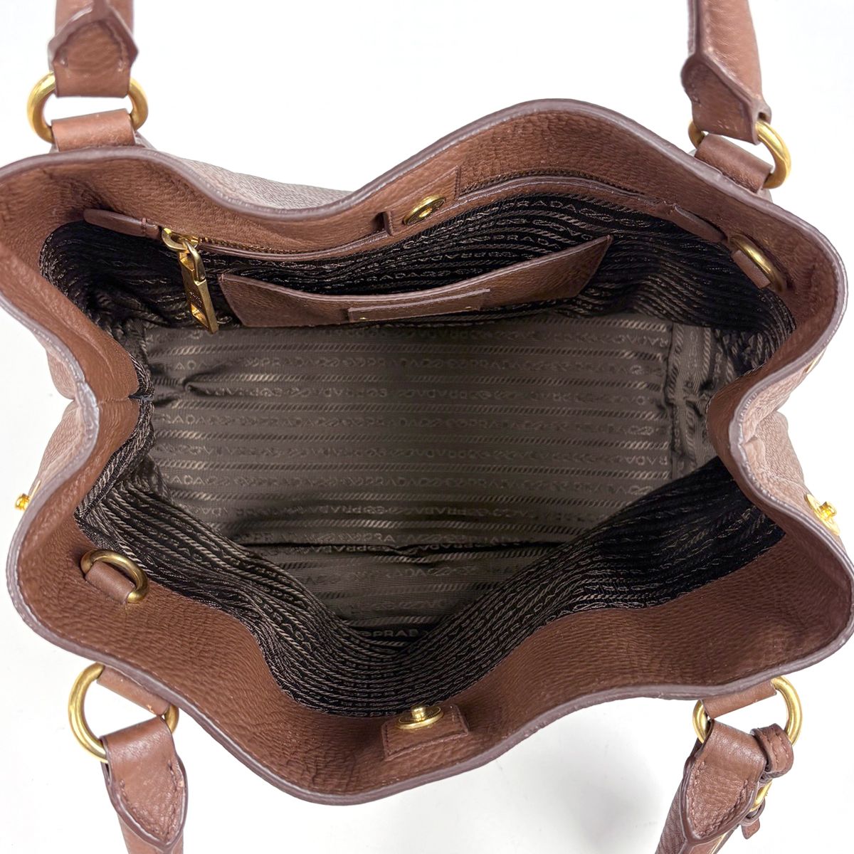 Prada Logo Tote 2-Way Leather Brown — view 7