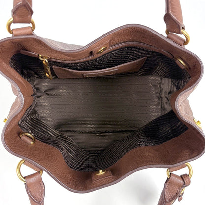 Prada Logo Tote 2-Way Leather Brown — view 7