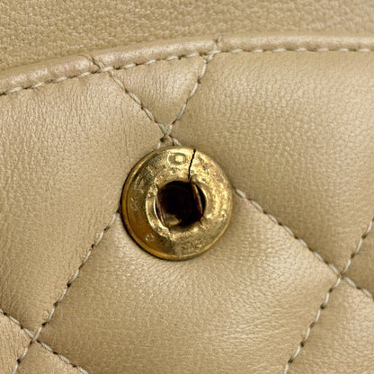 Chanel Quilted Double Flap Chain Shoulder Bag CC Logo Leather Beige — view 6
