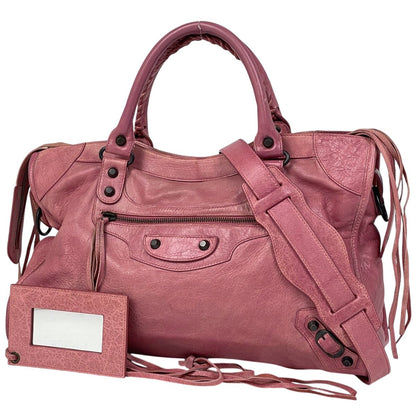 Balenciaga the City 2-Way Handbag Leather Pink