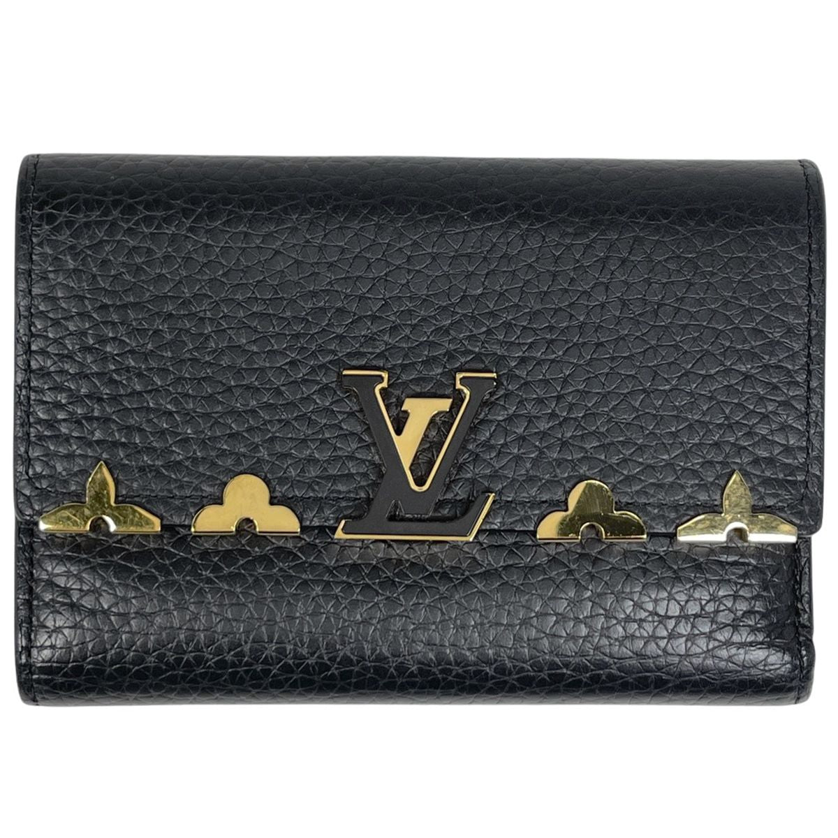 Louis Vuitton Portefeuille Capucines Compact Trifold Wallet Taurillon Black