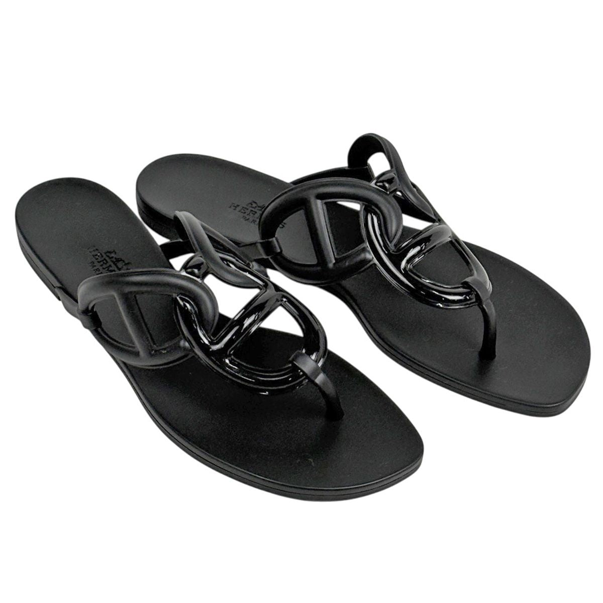 Hermes Egeri Flat Sandals Shoes Ruba Black — view 8