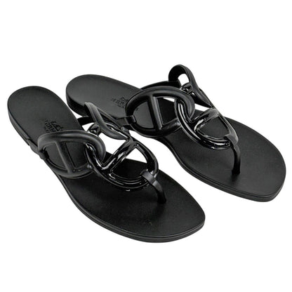Hermes Egeri Flat Sandals Shoes Ruba Black — view 8