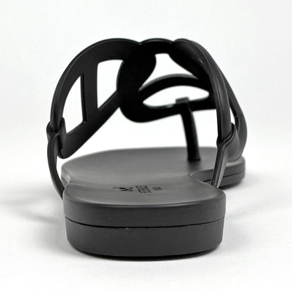 Hermes Egeri Flat Sandals Shoes Ruba Black — view 2