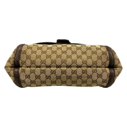 Gucci Shoulder Bag Horsebit GG Pattern Beige Dark Brown Leather — view 5