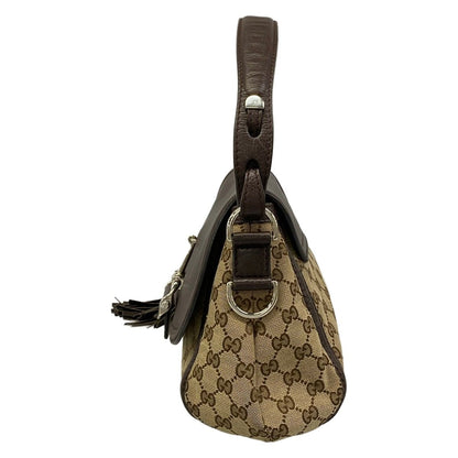 Gucci Shoulder Bag Horsebit GG Pattern Beige Dark Brown Leather — view 4