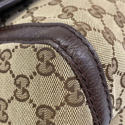 Gucci Shoulder Bag Horsebit GG Pattern Beige Dark Brown Leather — view 6