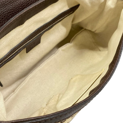 Gucci Shoulder Bag Horsebit GG Pattern Beige Dark Brown Leather — view 7