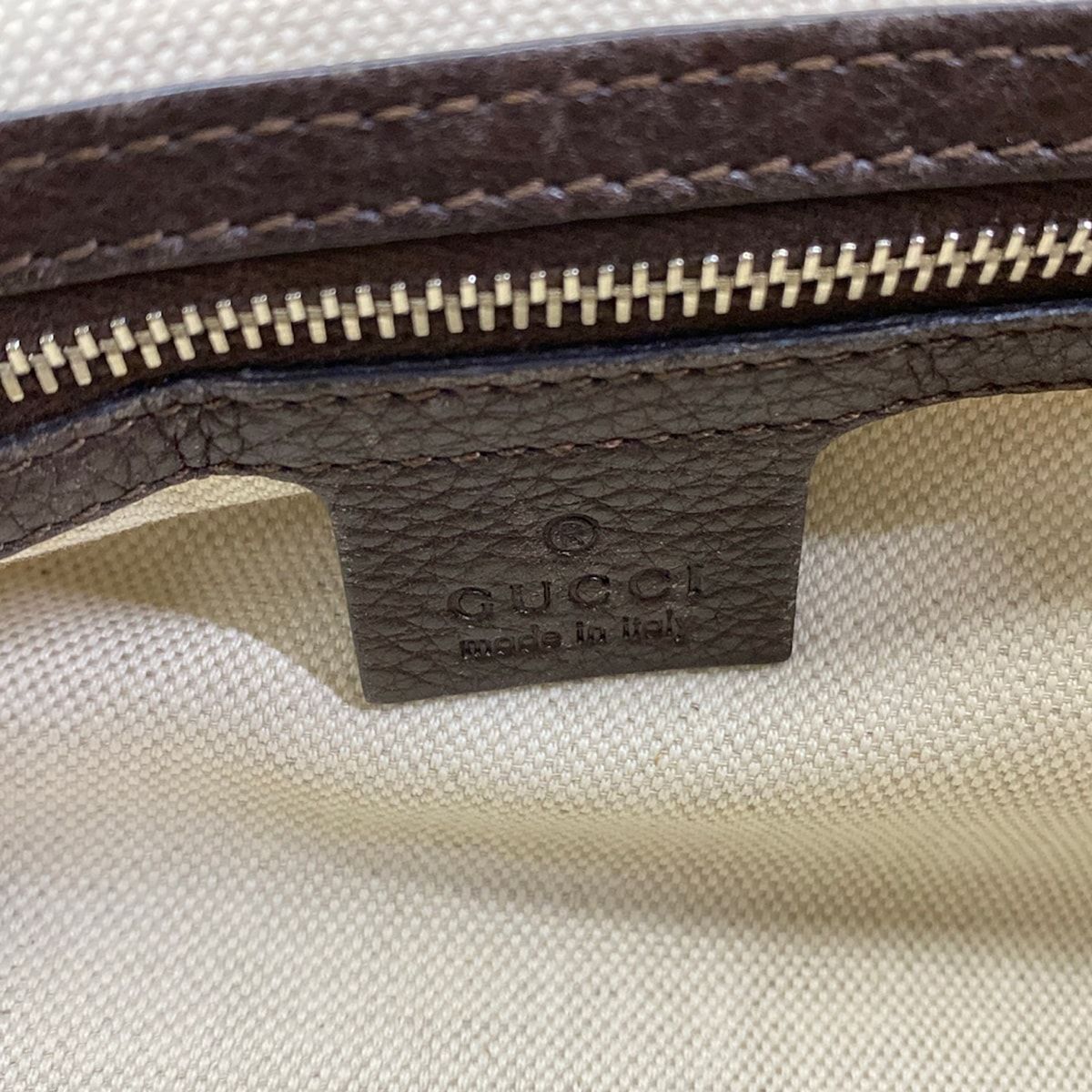 Gucci Shoulder Bag Horsebit GG Pattern Beige Dark Brown Leather — view 9