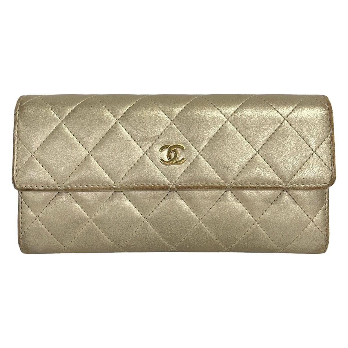Chanel Wallet Quilted Gold Lambskin