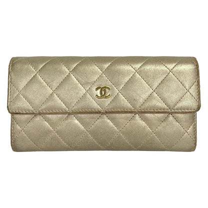 Chanel Wallet Quilted Gold Lambskin