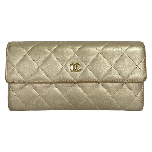 Chanel Wallet Quilted Gold Lambskin