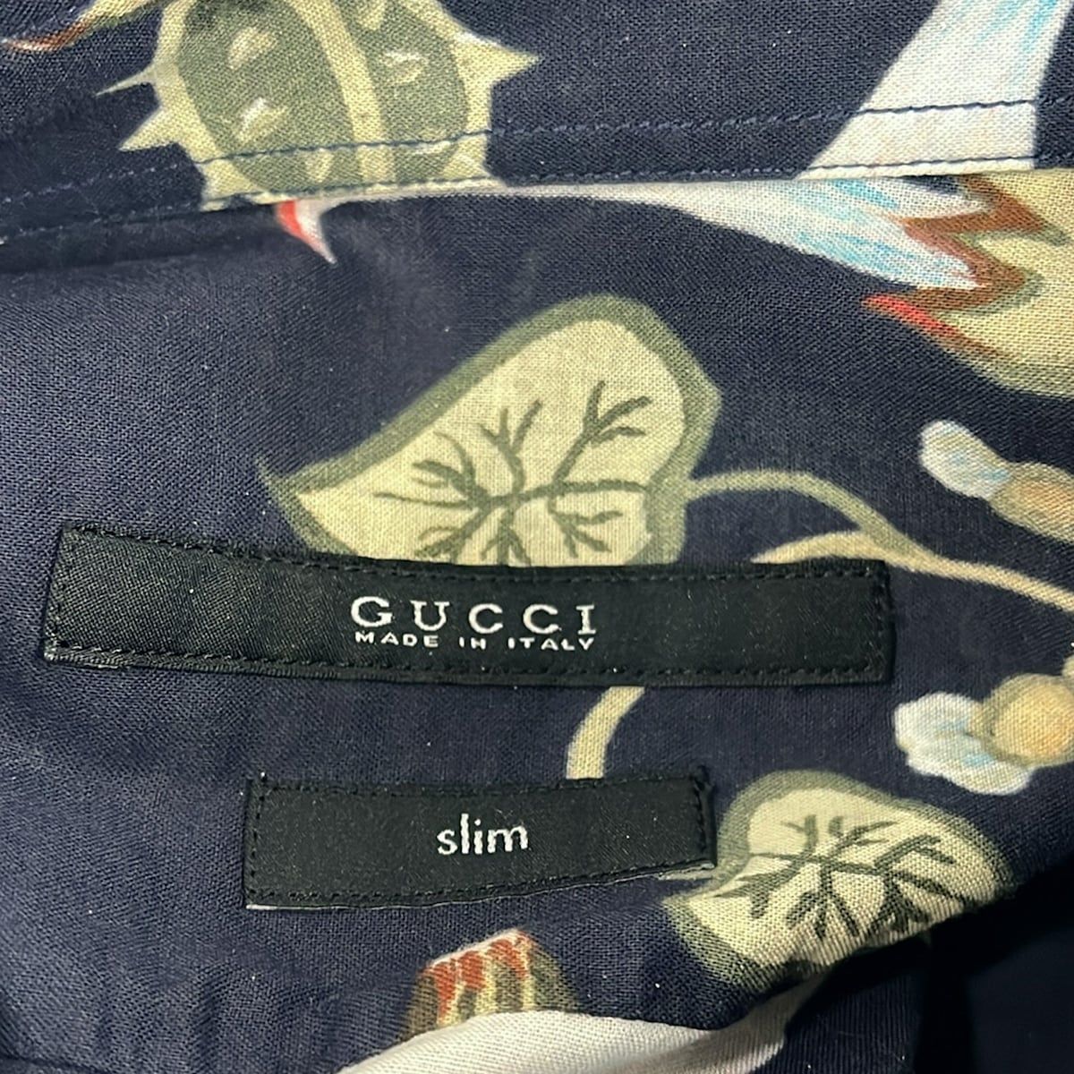 Gucci Long Sleeve Shirt Navy Multi Tropical Pattern — view 3
