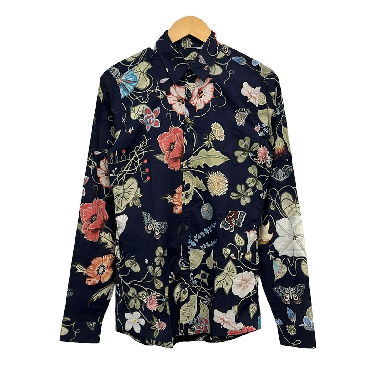 Gucci Long Sleeve Shirt Navy Multi Tropical Pattern