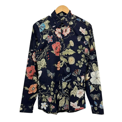 Gucci Long Sleeve Shirt Navy Multi Tropical Pattern