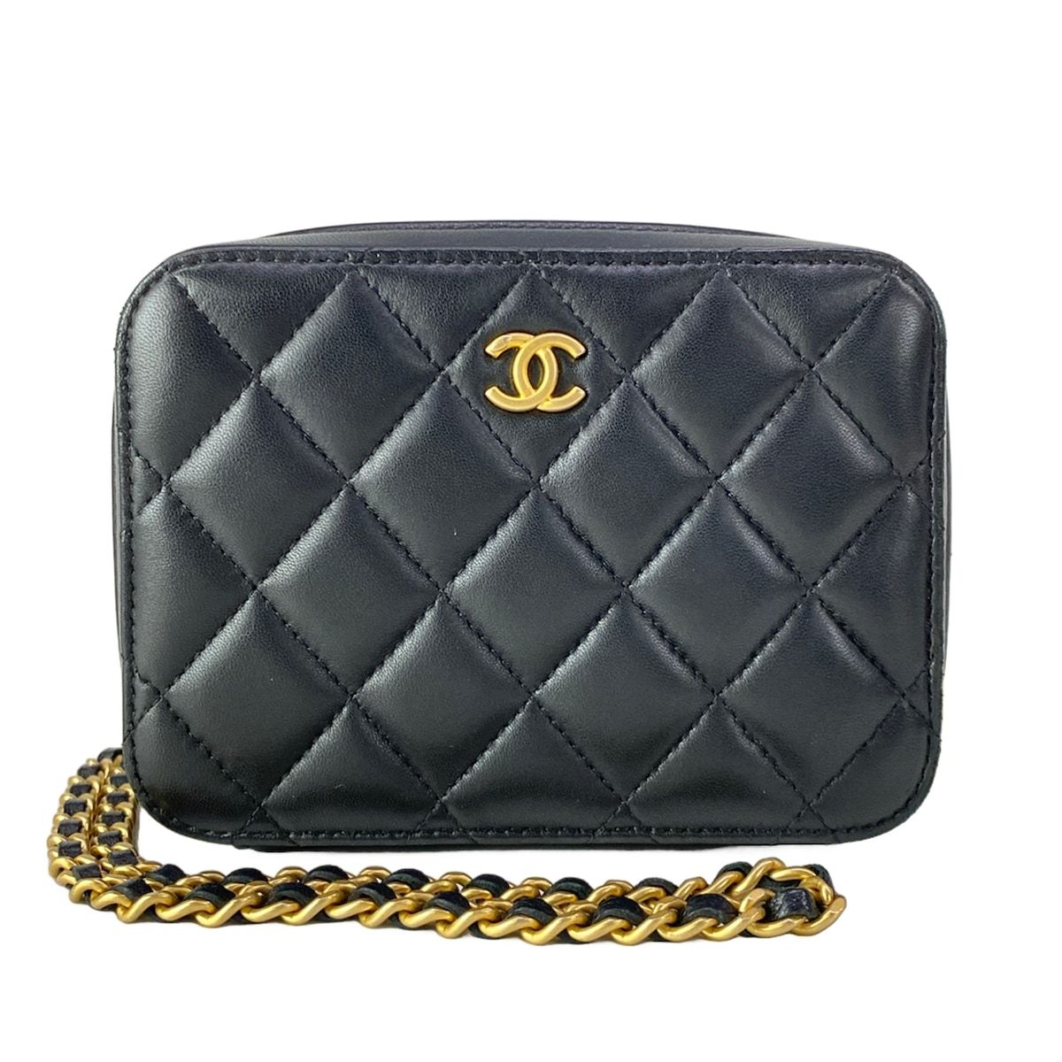 Chanel Shoulder Bag Quilted Mini Black Chain Gold Cocobol