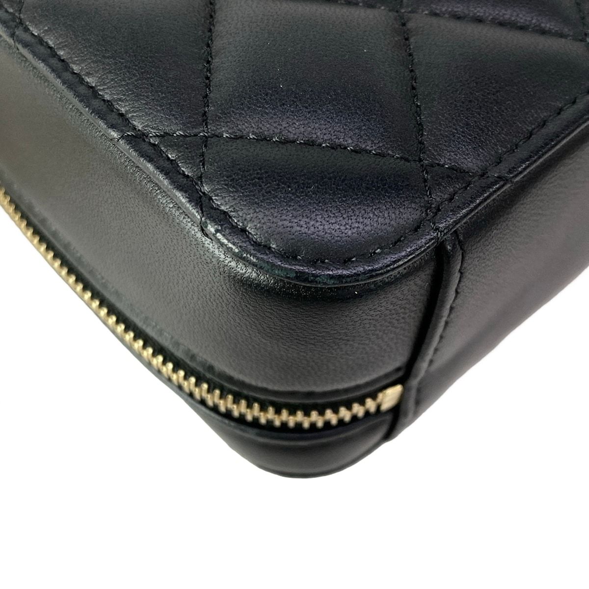 Chanel Shoulder Bag Quilted Mini Black Chain Gold Cocobol — view 8