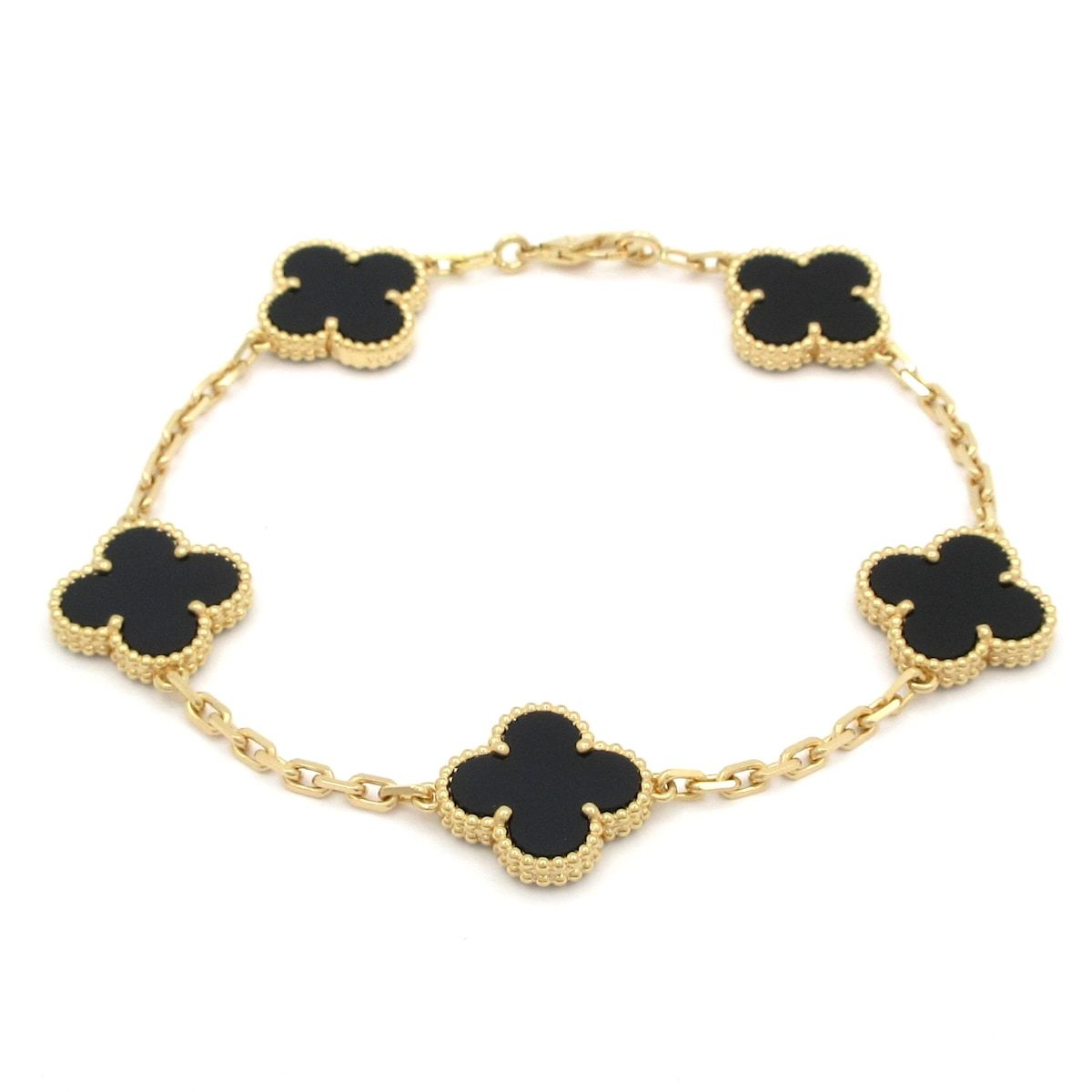 Van Cleef & Arpels Bracelet Vintage Alhambra 18k Yellow Gold Onyx Motif