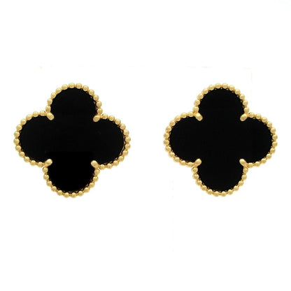 Van Cleef & Arpels Earrings Magic Alhambra 18k Yellow Gold Onyx Clip Type