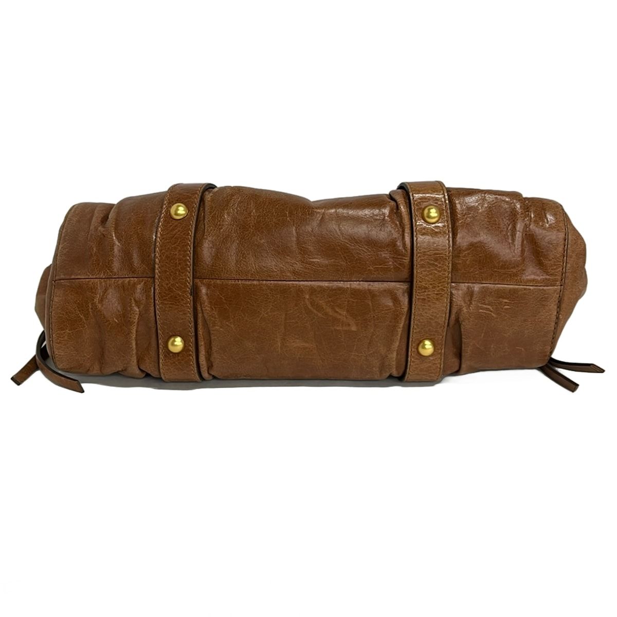 Miu Miu Handbag Gather Bag Brown Leather — view 5
