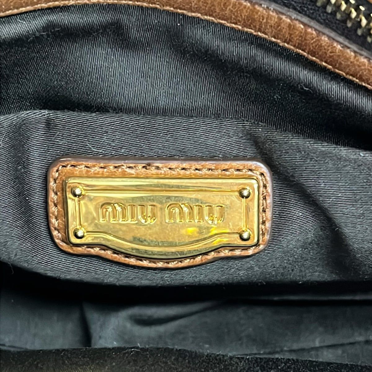 Miu Miu Handbag Gather Bag Brown Leather — view 8