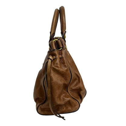 Miu Miu Handbag Gather Bag Brown Leather — view 2
