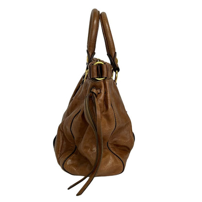 Miu Miu Handbag Gather Bag Brown Leather — view 4