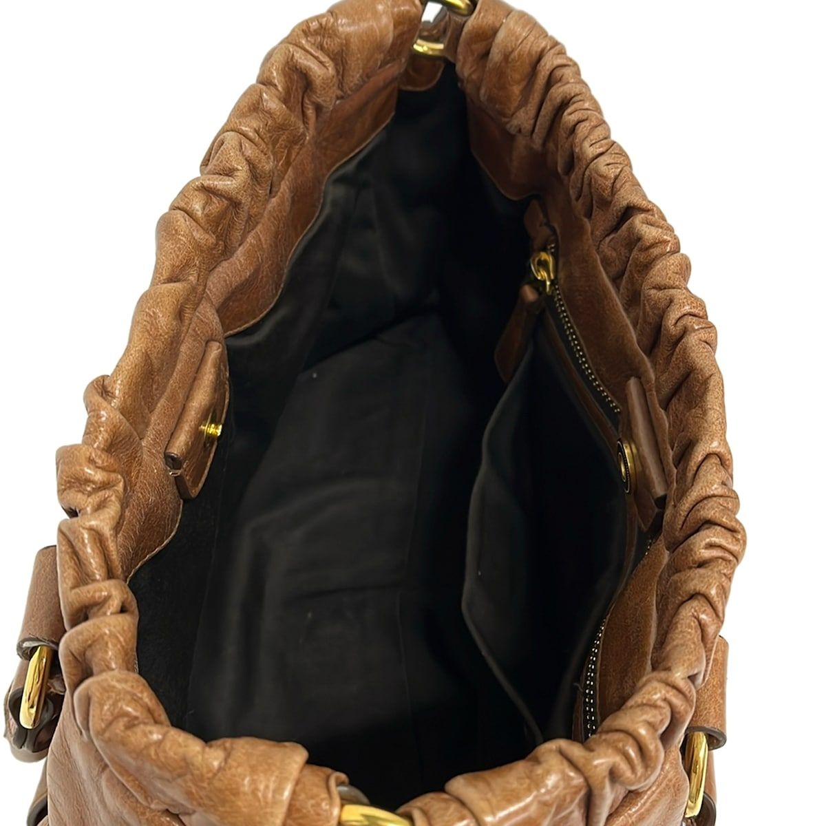 Miu Miu Handbag Gather Bag Brown Leather — view 7