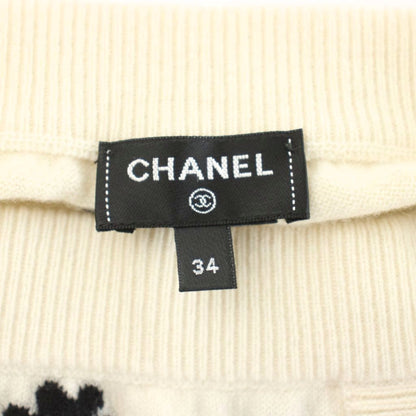 Chanel Knit Skirt Mini Length Cashmere Camellia CC Logo Floral Pattern All Over — view 3