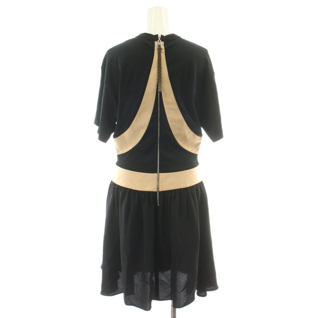 Louis Vuitton Monogram Flower Curve Dress Knee Length Silk M Beige Black Uol MW — view 3