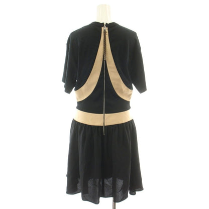 Louis Vuitton Monogram Flower Curve Dress Knee Length Silk M Beige Black Uol MW — view 3