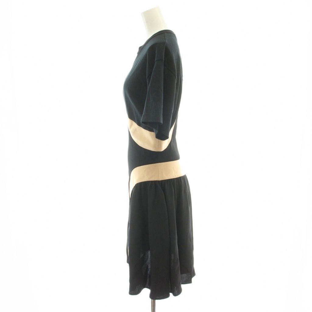 Louis Vuitton Monogram Flower Curve Dress Knee Length Silk M Beige Black Uol MW — view 2