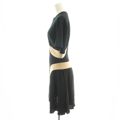 Louis Vuitton Monogram Flower Curve Dress Knee Length Silk M Beige Black Uol MW — view 2