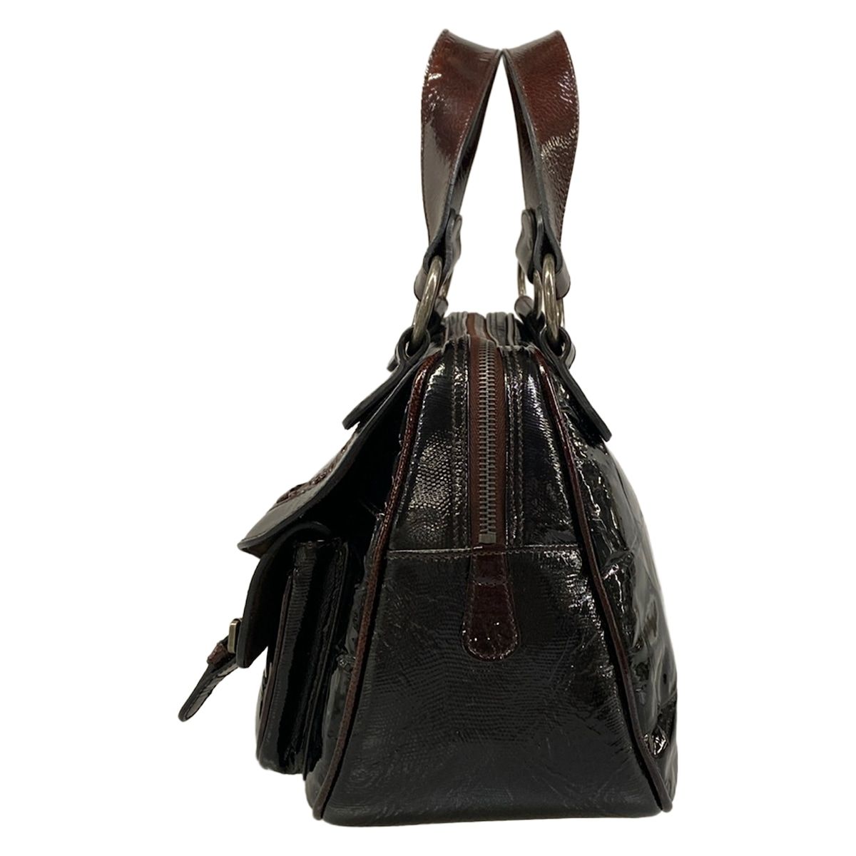 Dior Handbag Gaucho Black Dark Brown Leather — view 4