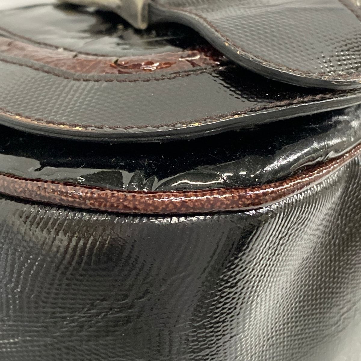 Dior Handbag Gaucho Black Dark Brown Leather — view 6