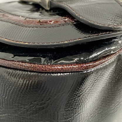 Dior Handbag Gaucho Black Dark Brown Leather — view 6