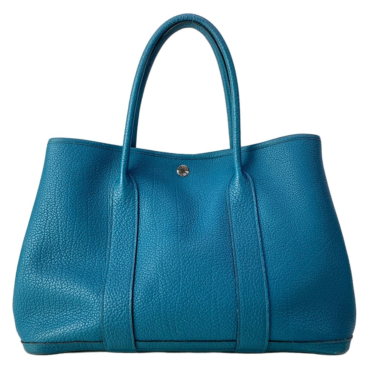 Hermes Tote Garden Party PM Blue Green Silver