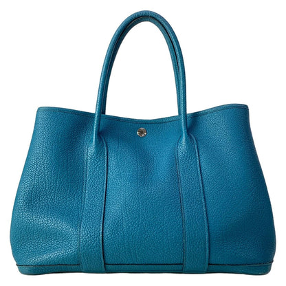 Hermes Tote Garden Party PM Blue Green Silver