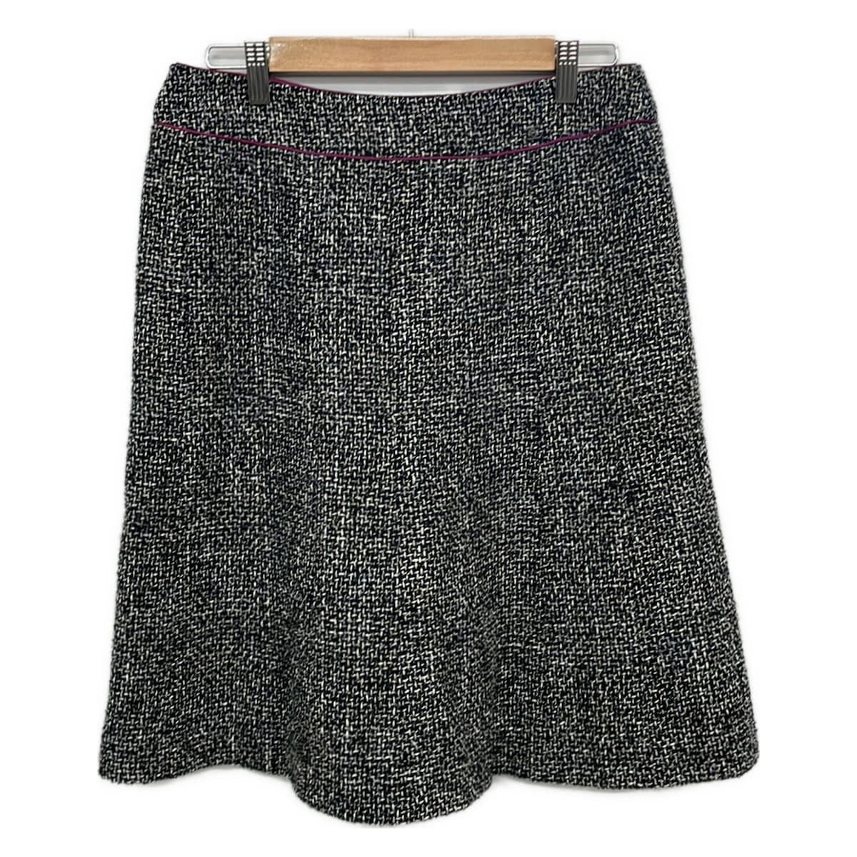 Chanel Skirt 40 M Black White Purple Tweed