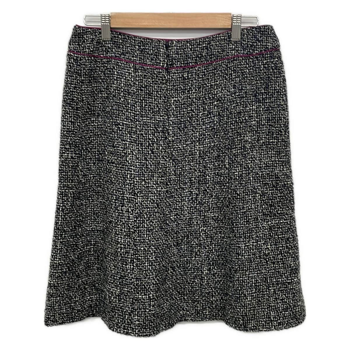 Chanel Skirt 40 M Black White Purple Tweed — view 2