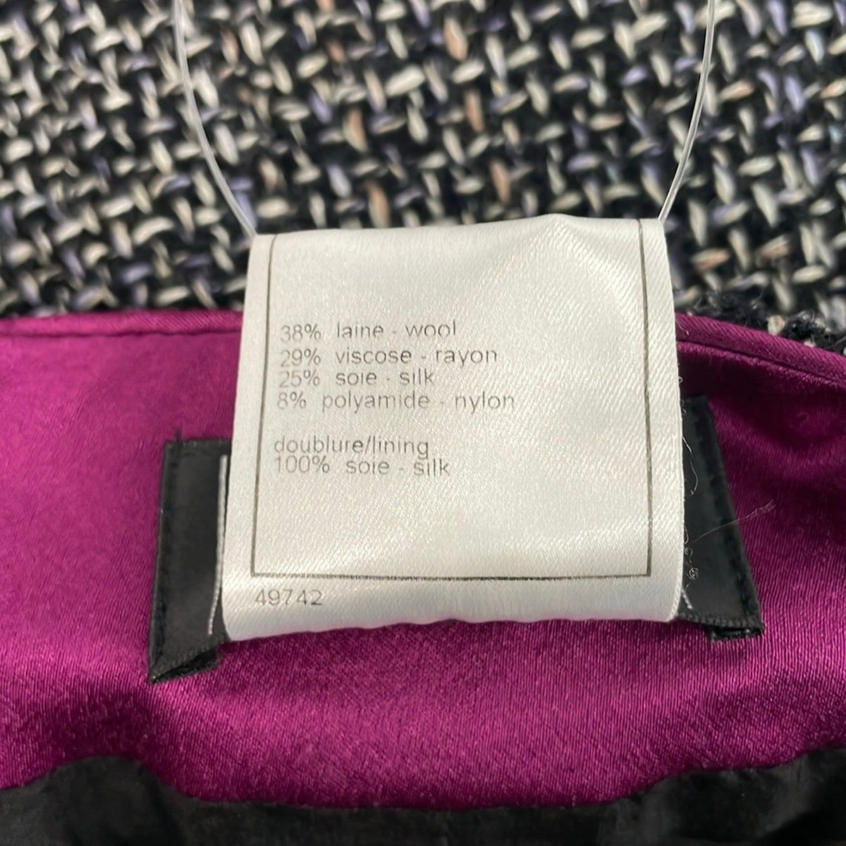 Chanel Skirt 40 M Black White Purple Tweed — view 4