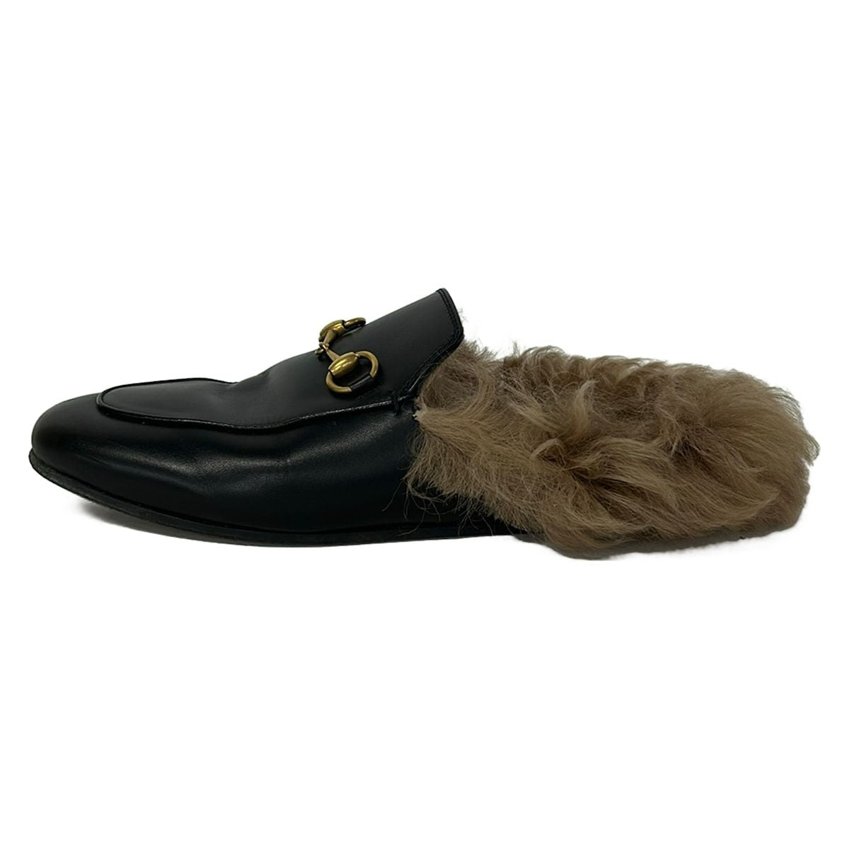 Gucci Mules Horsebit Black Beige Leather