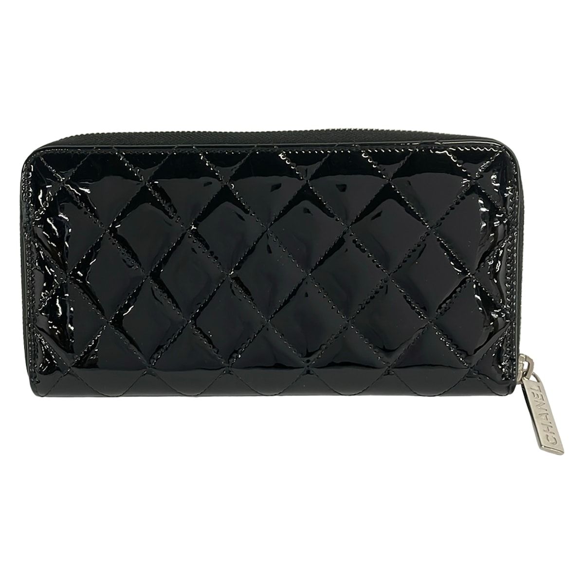 Chanel Wallet Quilted Black Silver Zip Around CC Logo Leather — view 2